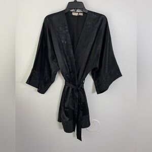 Vintage Gold Label Victoria Secret Black Robe One Size  excellent condition
